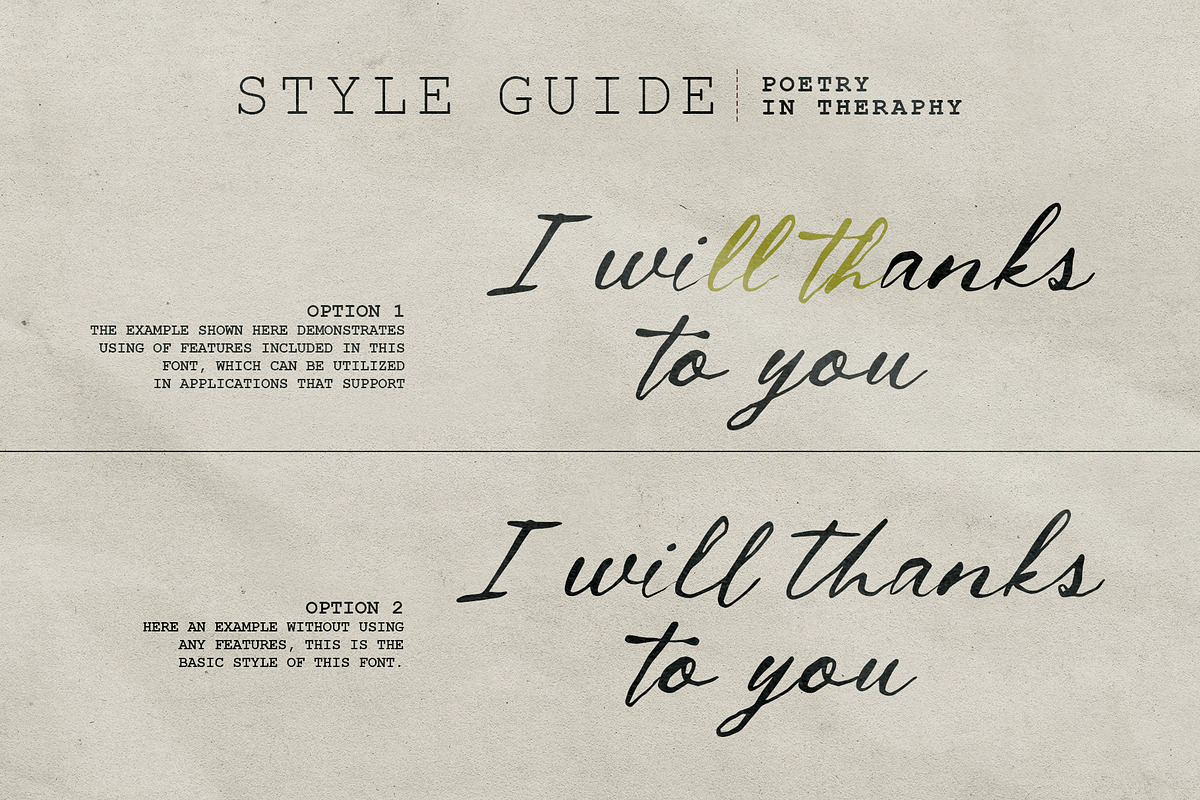 Poetry Therapy - Rough Script, a Script Font by Bale Type (Photo 8 of 9)