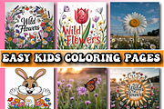 Wild Flowers Coloring Pages for Kids, a Decorative Illustration by Design Home (Thumbnail 2 of 4)