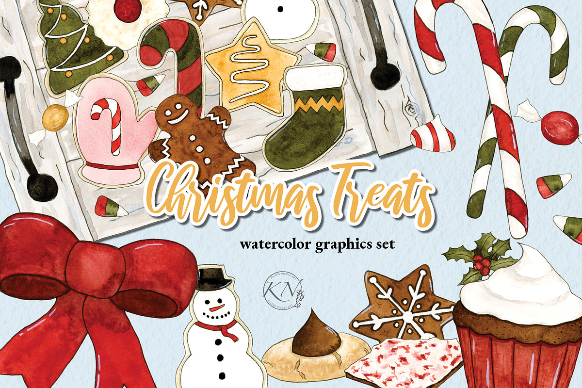 Christmas Treats Watercolor Graphics, an Illustration by Kileen Nicole Art (Photo 1 of 5)
