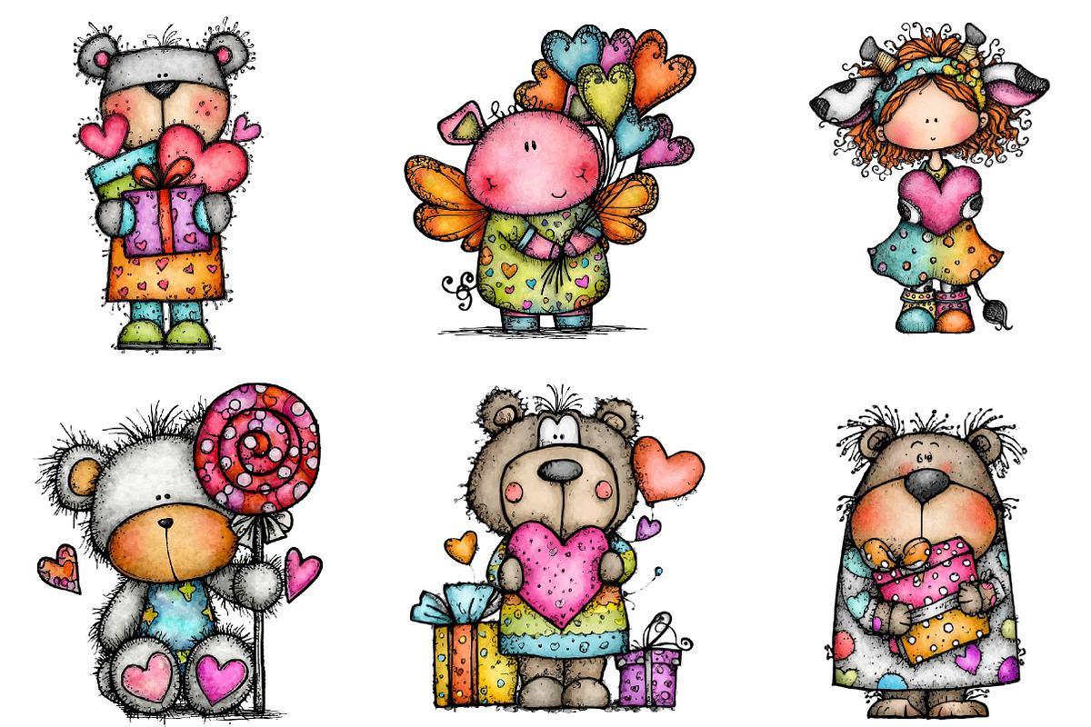 cute valentine animals clipart, an Illustration by CreationArt (Photo 5 of 5)