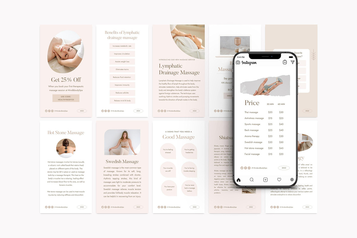 Canva Massage Therapist templates, a Social Media Template by LiliesandBerries (Photo 11 of 21)