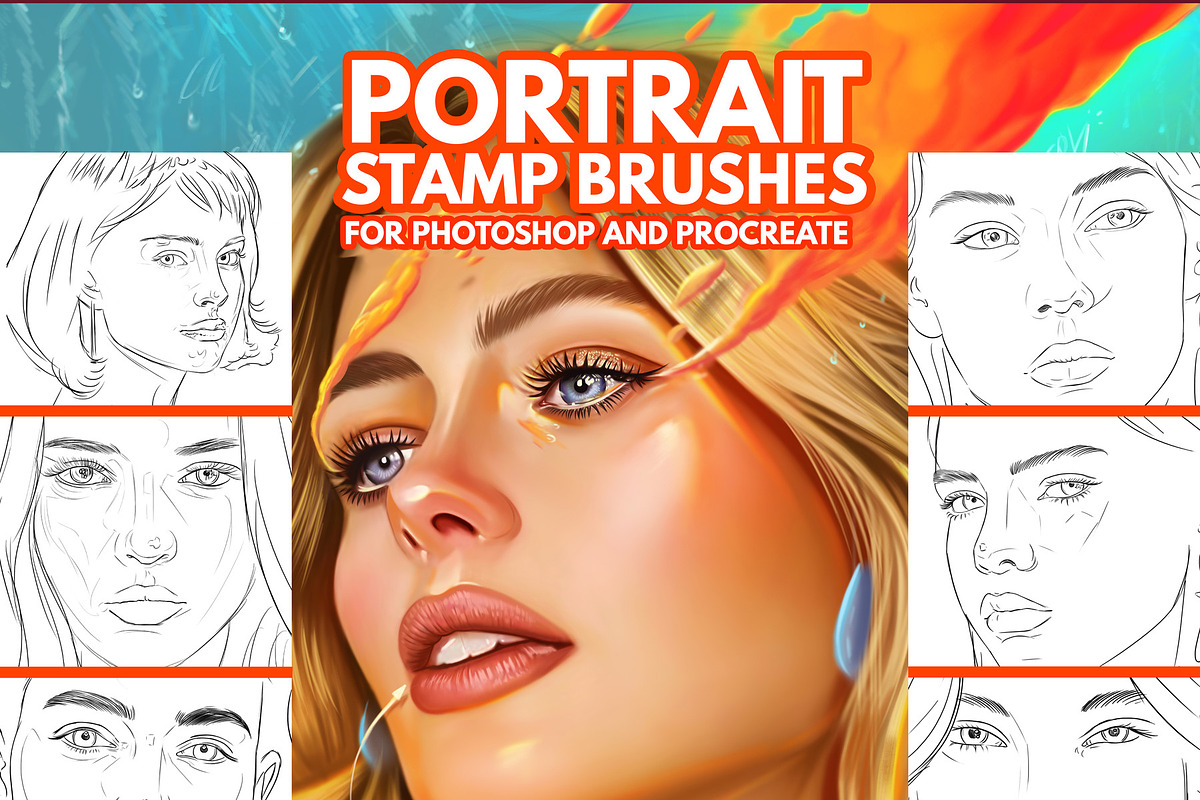 Easy Portrait Stamp Brush Pack, a Brush Add-On by vurdembrushes