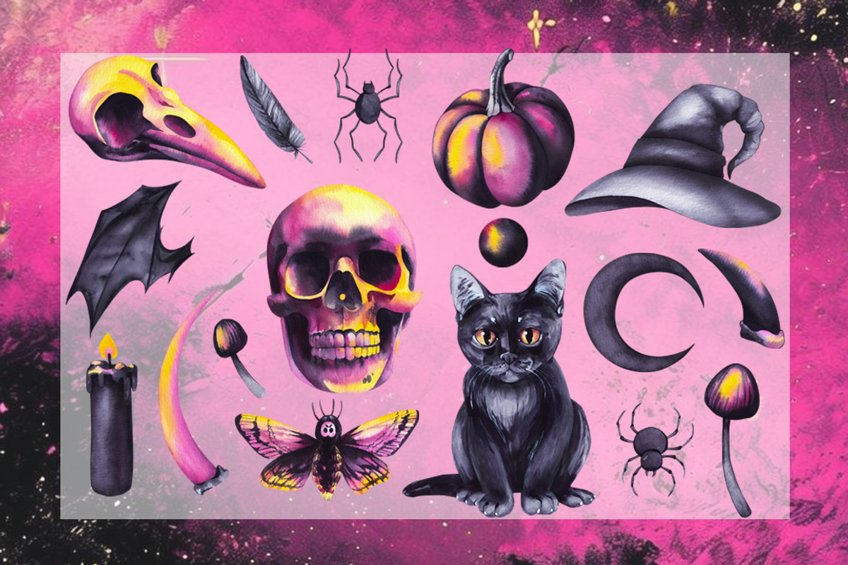 Halloween Mystic Watercolor, a Seasonal Illustration by SashaKondr (Photo 10 of 11)