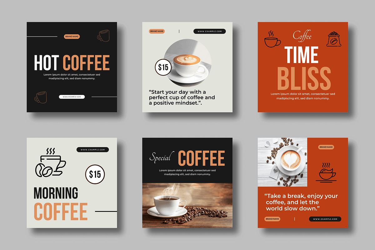 Coffee Social Media Post Template, a Social Media Template by MightyDesign (Photo 1 of 8)