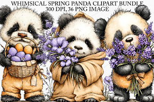 Whimsical Spring Panda Clipart PNG, a Seasonal Illustration by Canvas Craft