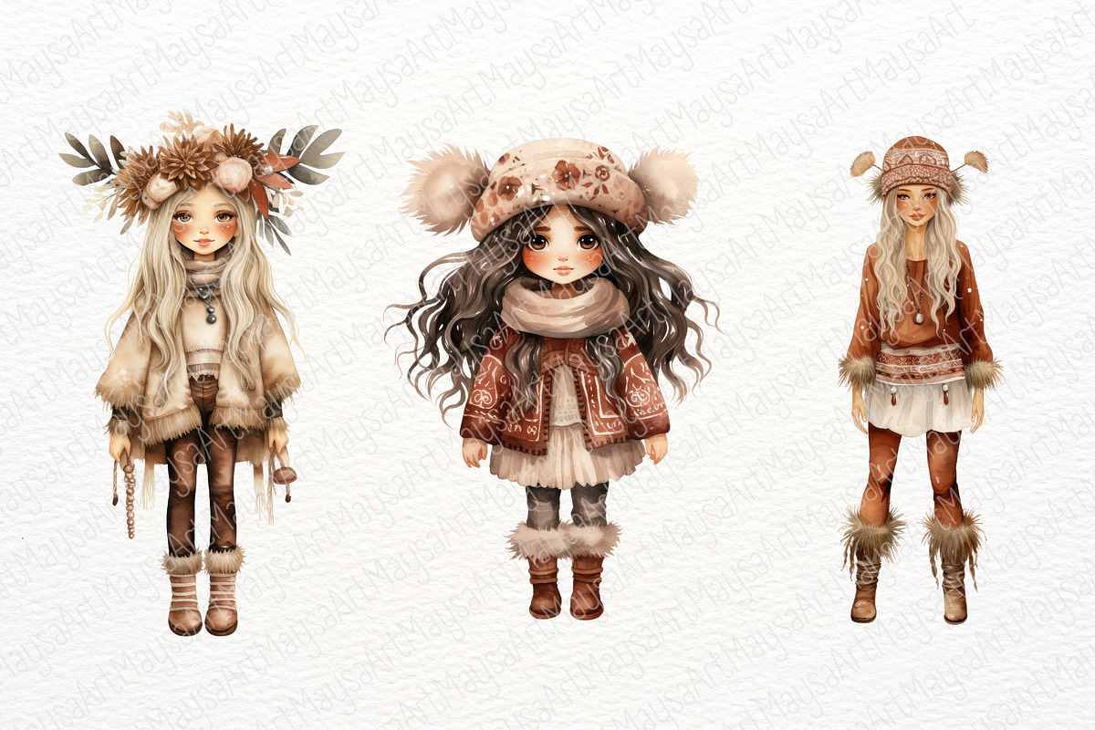 Boho Christmas Watercolor Clipart, a Seasonal Illustration by Maysa Art (Photo 4 of 7)