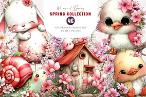 Whimsical Spring Clipart, an Illustration by CreationArt