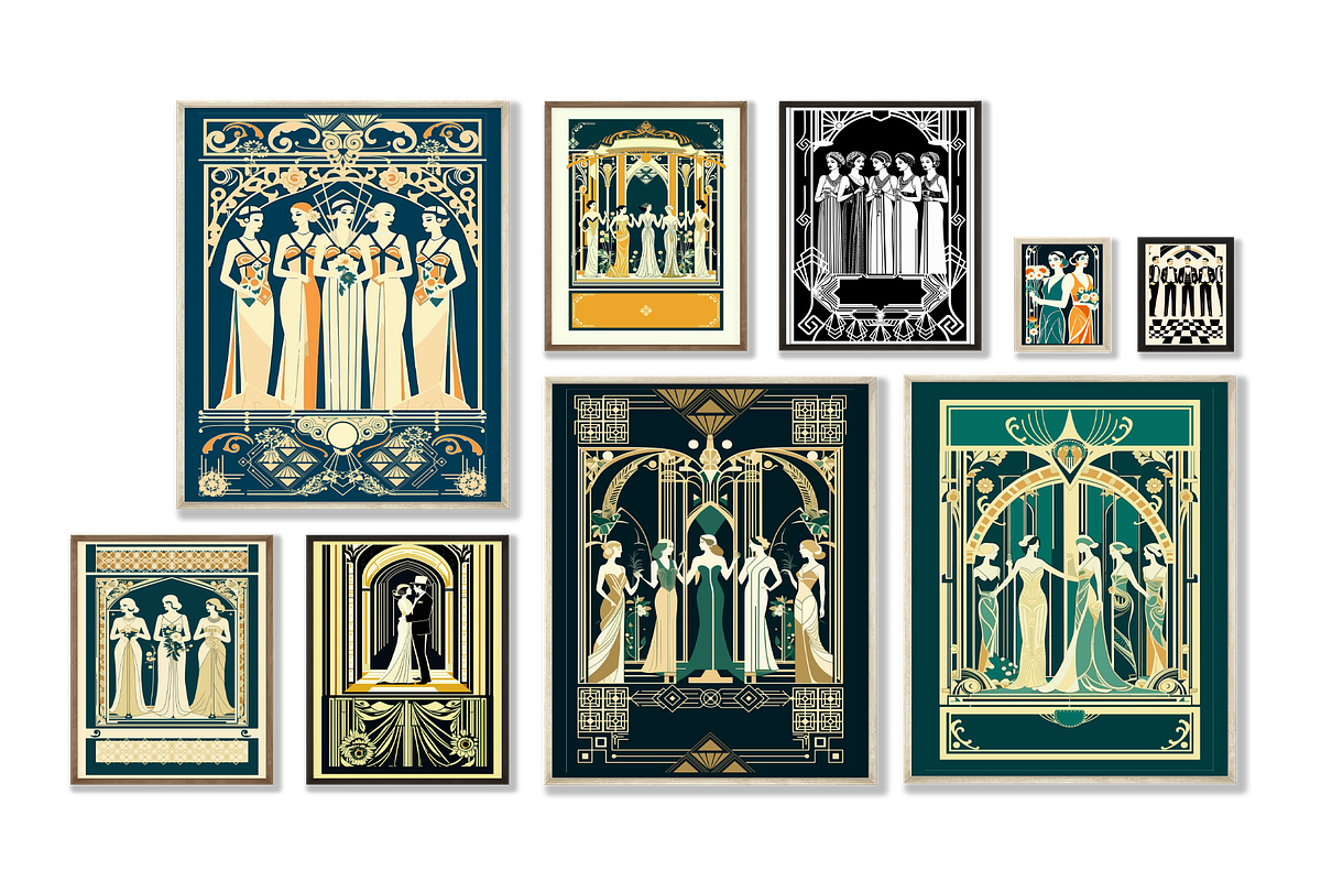 Art Deco Wedding Posters Wall Art, a Person Illustration by Blynn Pippen (Photo 2 of 10)