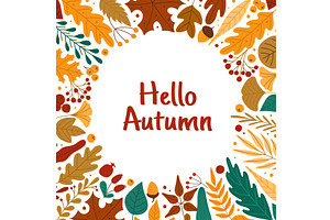 Autumn Leaves Frame. Hello Autumn