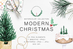Watercolor Modern Christmas