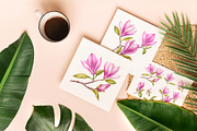 Watercolor of Blooming Magnolia, a Decorative Illustration by Kotkoa (Thumbnail 2 of 5)