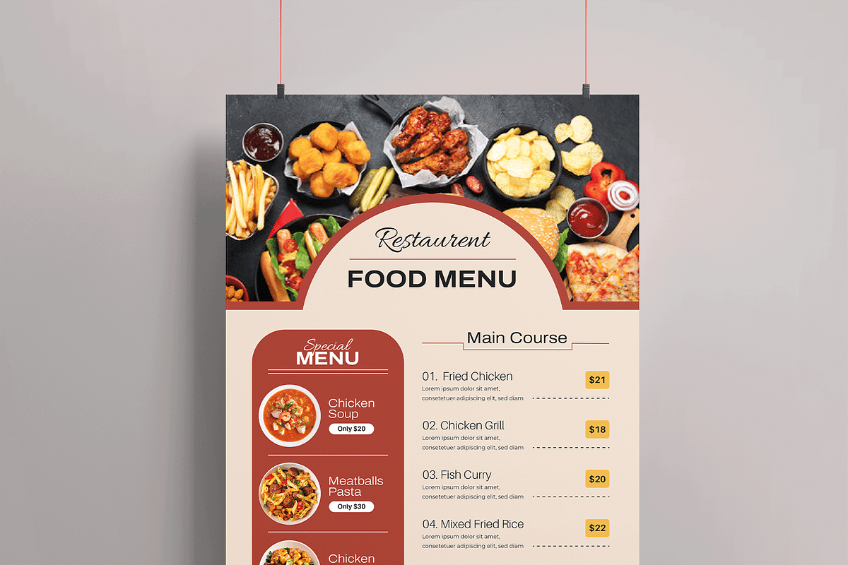 Food Menu Template, a Flyer Template by MightyDesign (Photo 2 of 8)
