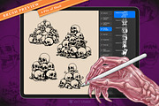 22 Halloween Skull Stamp Brushes, a Brush Add-On by vectstudio (Thumbnail 3 of 10)