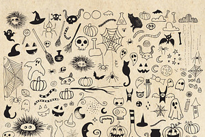 Halloween Doodle Clipart PNG Vector