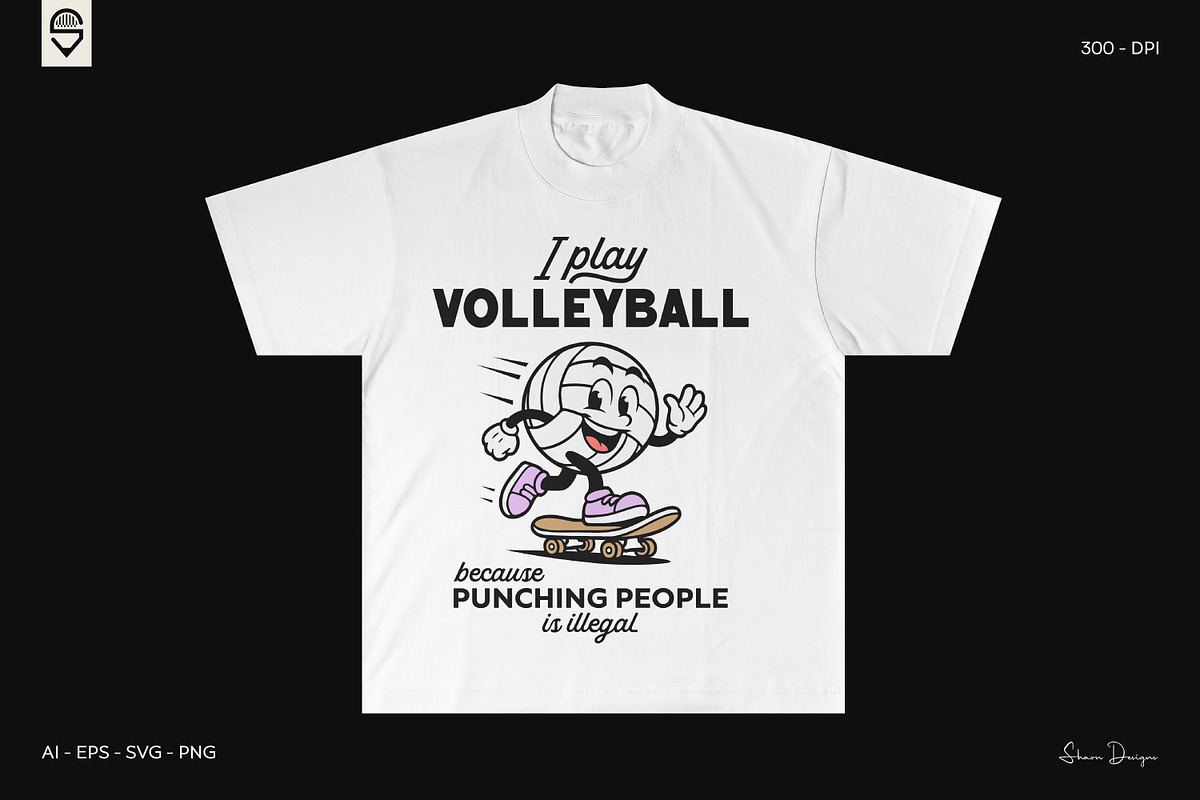 Volleyball T-Shirt Design Bundle, a Sport Illustration by shaondesigns (Photo 2 of 6)