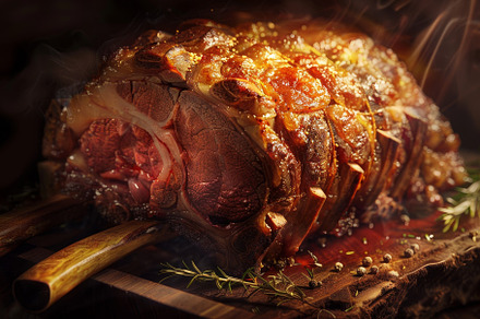 A roasting rack filled with meat res, a Photo by Iftikhar Alam
