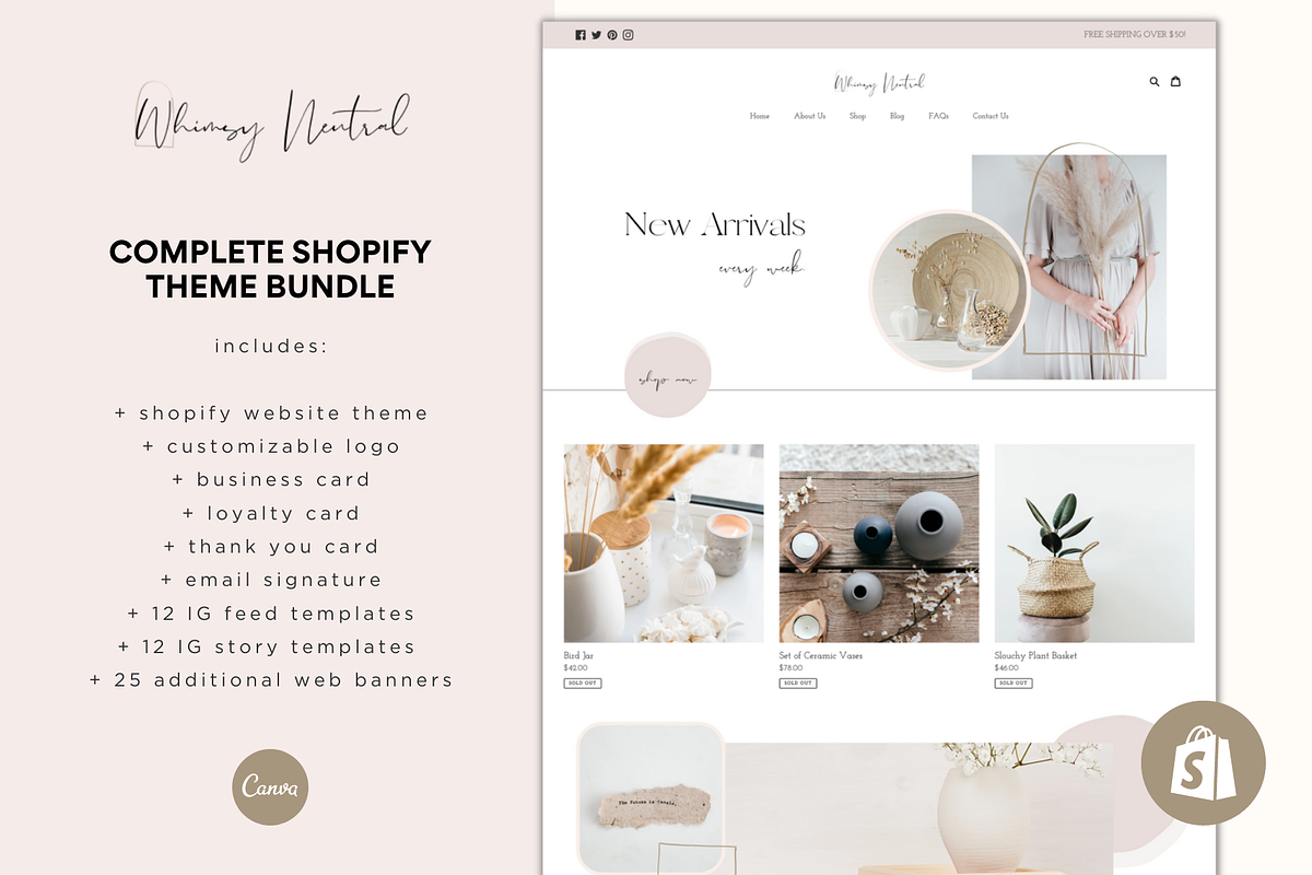 Whimsy Neutral Shopify Theme Bundle, a Templates & Theme by Easy Website Themes (Photo 1 of 10)