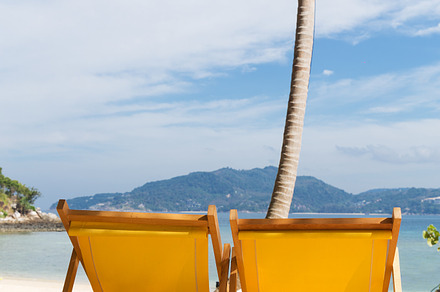 Summer beach sun chairs lounger stock photo containing beach and sun, a Nature Photo by Anna Moskvina