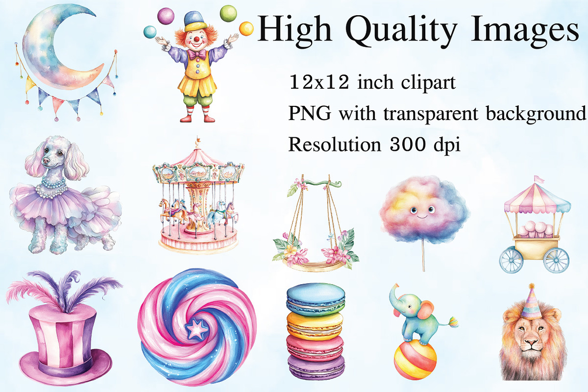 Pastel Summer Circus Clipart, an Illustration by Craft Nest (Photo 4 of 5)