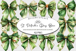 St. Patrick's Day Bow Clipart, an Illustration by DreamCafeArt