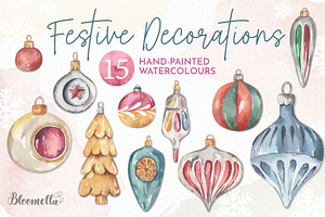 Christmas Decorations Watercolour