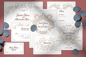 Baroque Wedding Crest Invitation Set, an Invitation Template by ilustrinna