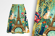 Eiffel Towel and Cats Background, an Animal Illustration by Sharon Schwalbe (Thumbnail 2 of 6)