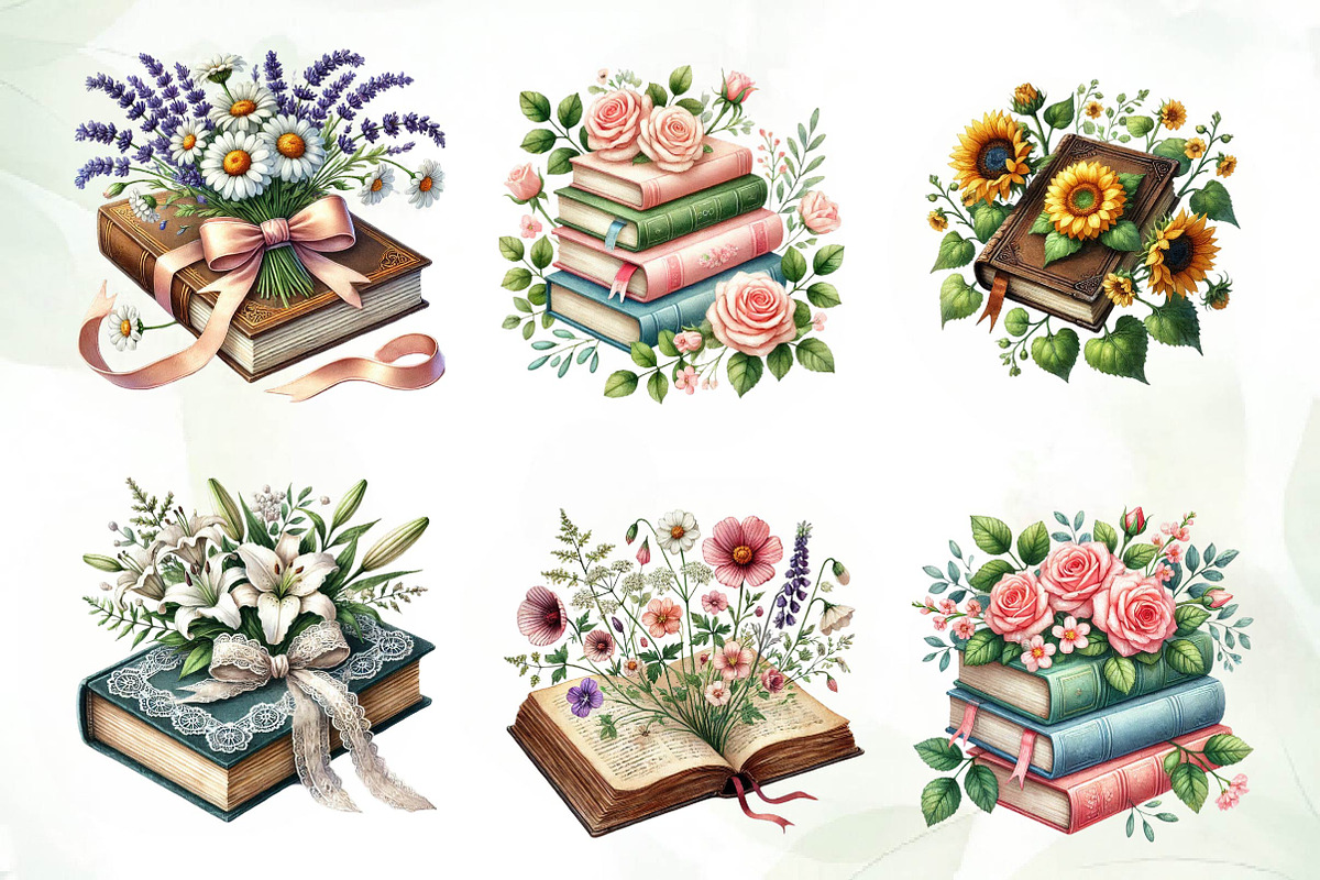 Pretty Books with Flowers Sublimatio, an Illustration by CreationArt (Photo 3 of 5)