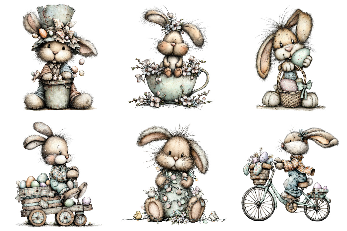 Cute Easter Bunny Clipart, a Graphic by CitraGraphics (Photo 4 of 5)