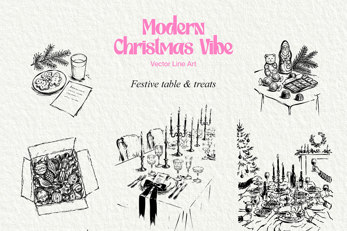 Christmas Vibe: Vector Line Art, a Seasonal Illustration by divanovskaya_nv (Photo 7 of 15)