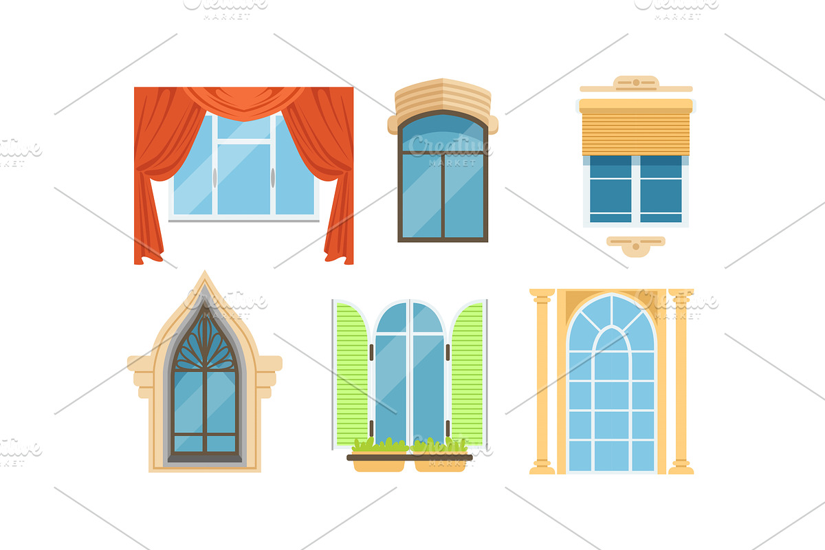Different Types of Windows Vector, an Object Illustration by TopVectors