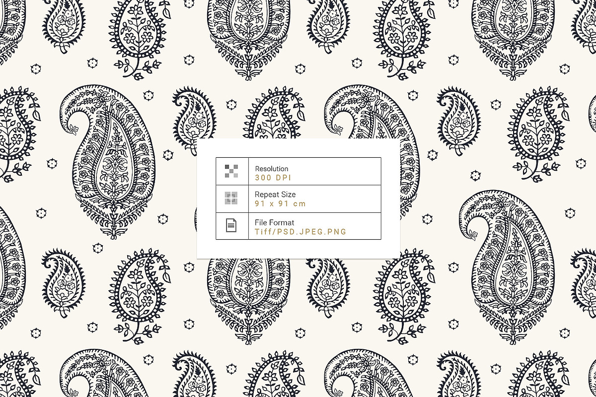 Vintage Block Prints Paisley & Motif, a Pattern Graphic by TSTUDIO (Photo 4 of 10)
