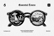 Essential Liner Illustrator Brushes, a Brush Add-On by brushapes.com (Thumbnail 1 of 12)