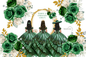 Hunter Green Charro Dresses Clipart