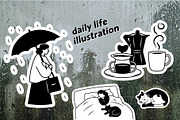 Cozy Lifestyle : Pet, Book, Plant, a Person Illustration by Jiwstudio (Thumbnail 6 of 21)