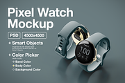 Pixel Watch Mockup, a Product Mockup by Evan Molina (Thumbnail 1 of 3)