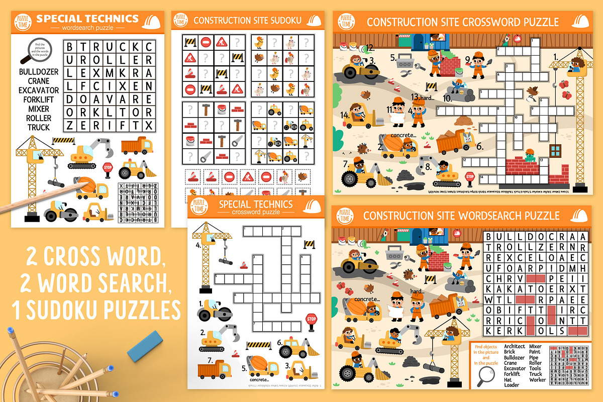 Construction site games for kids, an Education Illustration by Lexi Claus