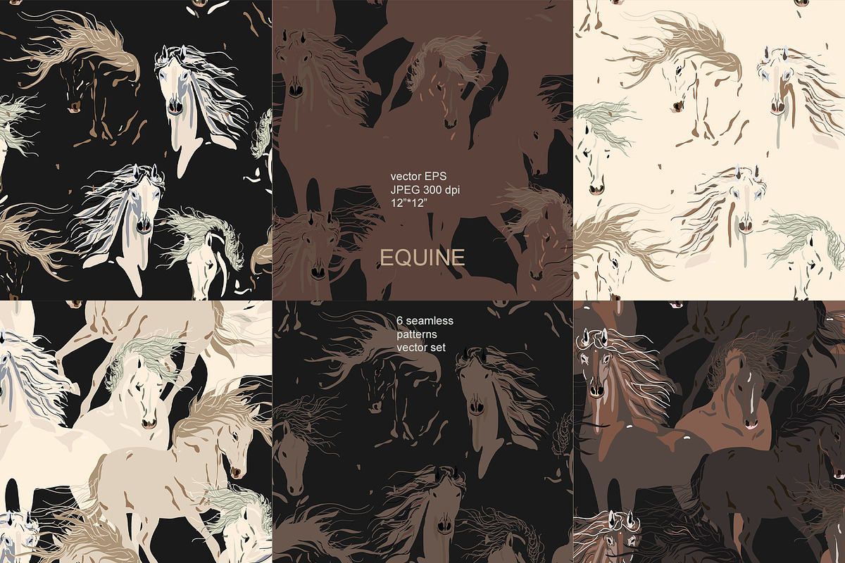 Horses vector seamless set, a Pattern Graphic by PatternsBlooming (Photo 2 of 6)