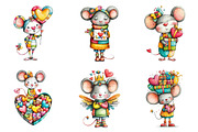 Valentine's Whimsical Mouse Clipart, a Graphic by CitraGraphics (Thumbnail 3 of 4)