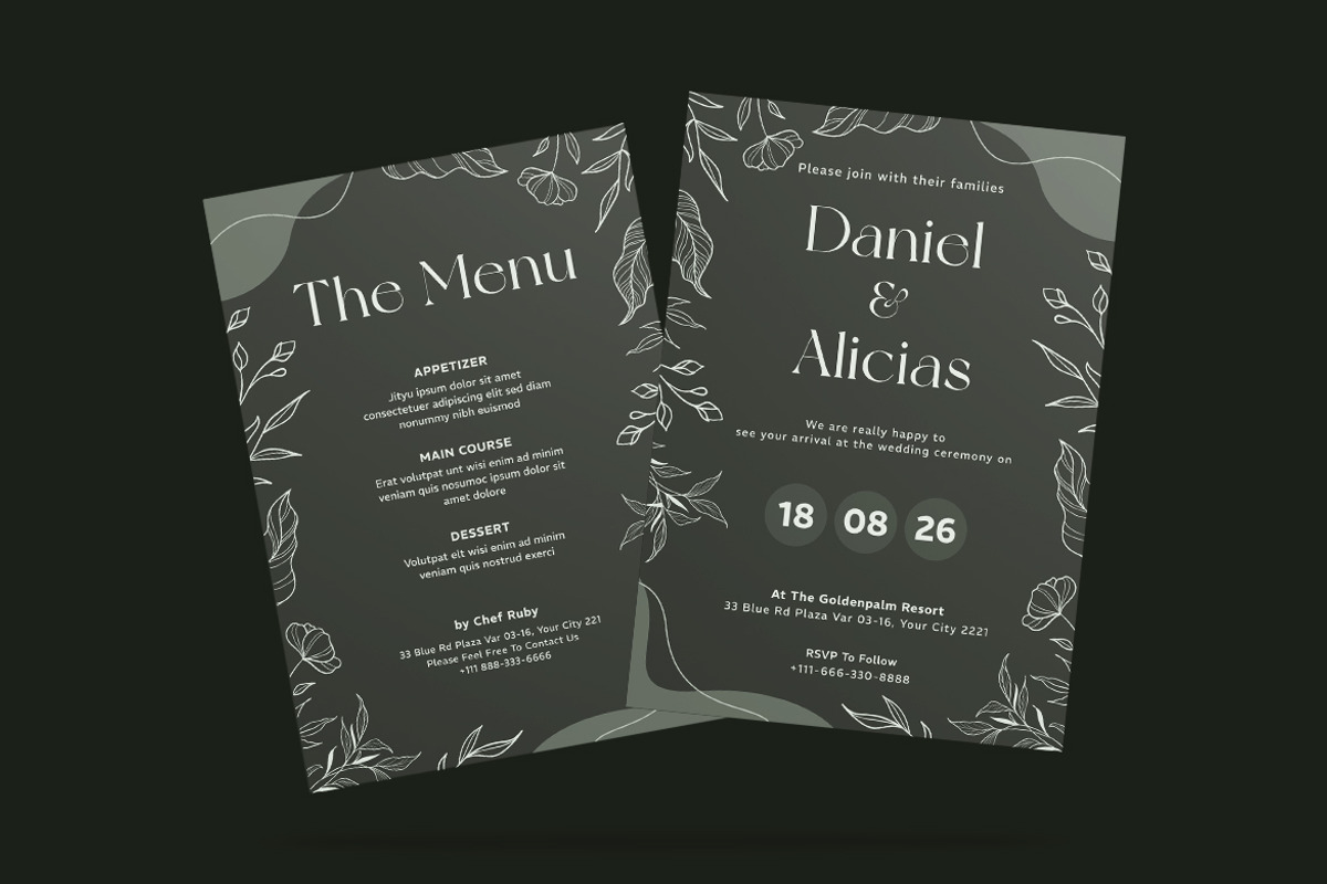 Leafy Suite Wedding Invitation, an Invitation Template by iDoodle Studio (Photo 3 of 4)