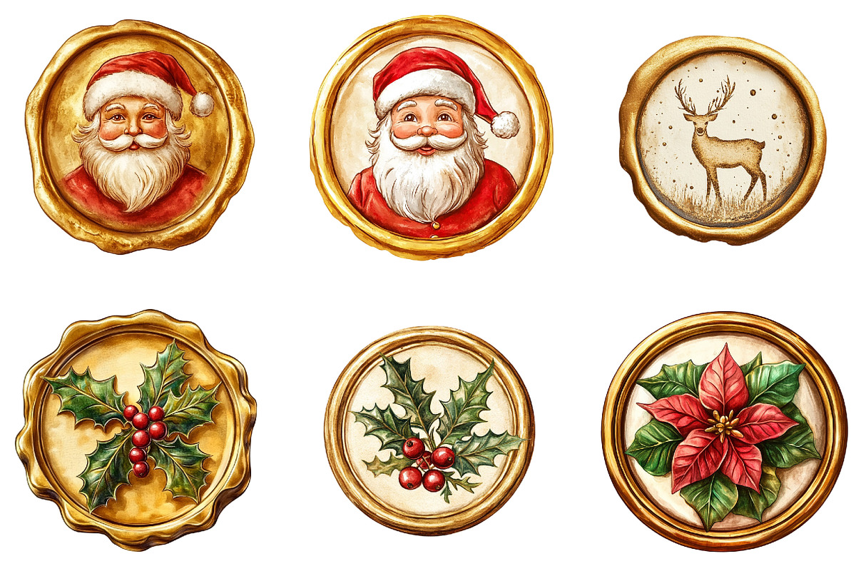 Christmas Golden Wax Seal Sublimatio, an Illustration by DreamArtGraphic (Photo 5 of 5)