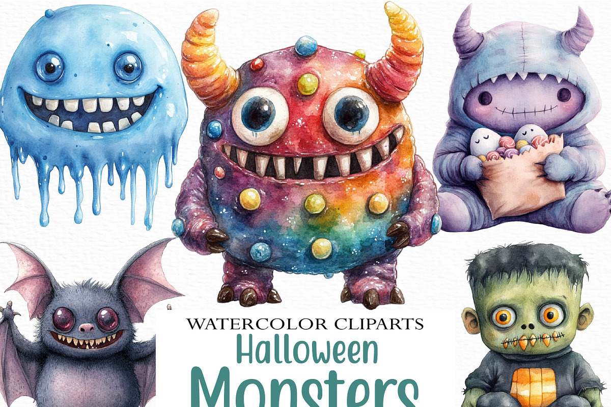 Halloween Monsters Clipart Bundle, an Illustration by Craft Nest (Photo 1 of 6)