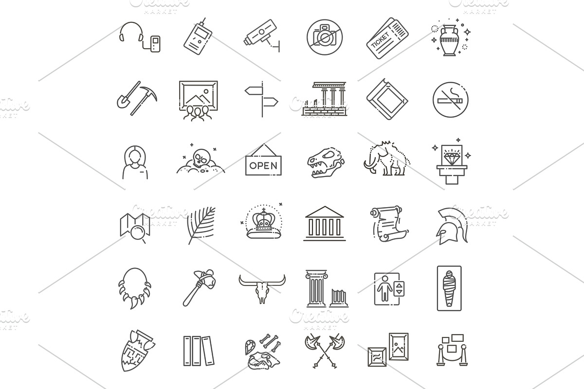 Museum icons set, an Object Illustration by Tettygreen