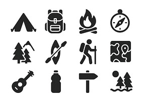 Camping icons featuring tents, a Sport Illustration by ZinetroN