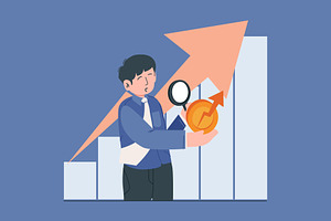 Businessman Researches Good Profits, a Person Illustration by Ahmad_Studio