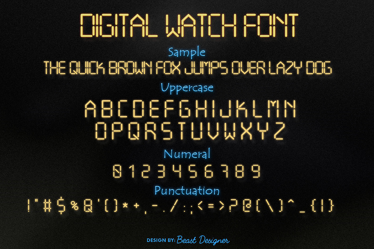 Digital Watch, a Font by Beast Designer (Photo 2 of 5)