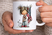 Whimsical 4th of July Little Girl, a Seasonal Illustration by Canvas Craft (Thumbnail 6 of 7)