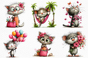 Whimsical Summer Cats Clipart, an Illustration by Craft Nest (Thumbnail 3 of 12)