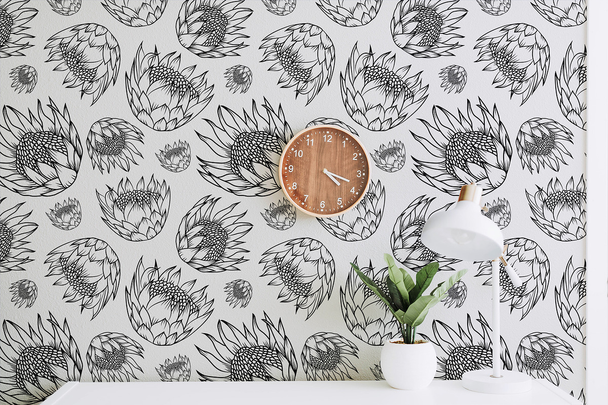 Beautiful seamless Protea pattern, a Pattern Graphic by Etienne & Yolandi Outram (Photo 1 of 5)