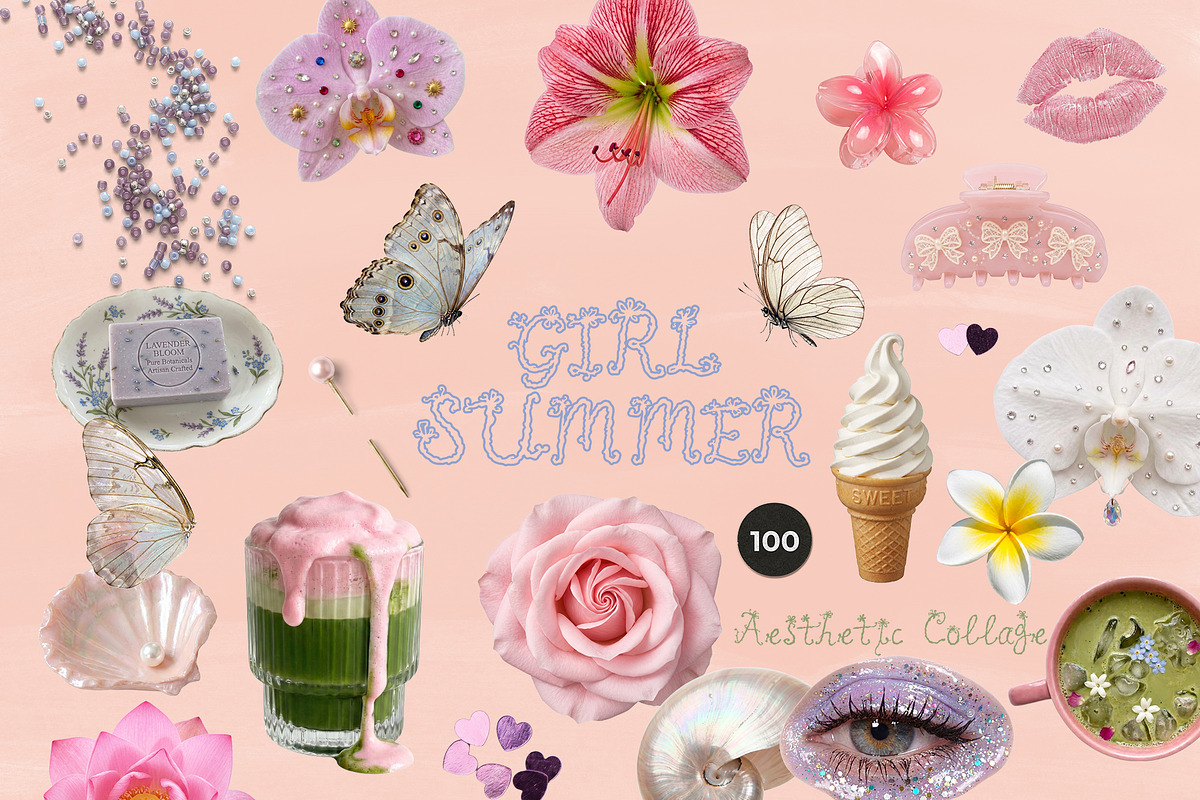 GIRL SUMMER Pastel Feminine Collage, an Object Graphic by Lana Elanor (Photo 1 of 10)